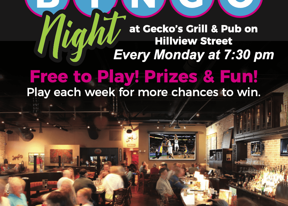Bingo Night Hillview Every Monday @7:30PM!