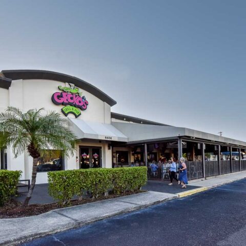 Gecko's Grill & Pub exterior at the Stickney Point location in Sarasota.